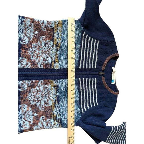 Sparrow Anthropologie Arras Navy Blue Zip Front Cardigan Sweater Wool Mohair S - Picture 6 of 10